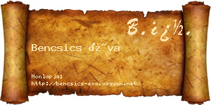 Bencsics Éva névjegykártya