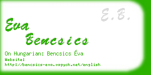eva bencsics business card